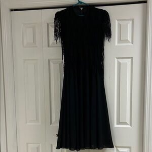 Elegant Black Fringe long maxi Dress